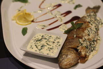Fish with special presentation. Food 