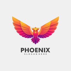 Vector Logo Illustration Phoenix Gradient Colorful Style.