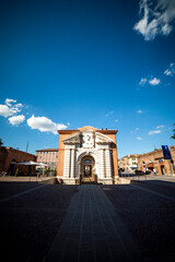 Fototapeta na wymiar The close view of the Porta Pavla in the city of Ferrara Italy