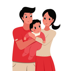 vector illustration of a couple with cute baby cartoon character design