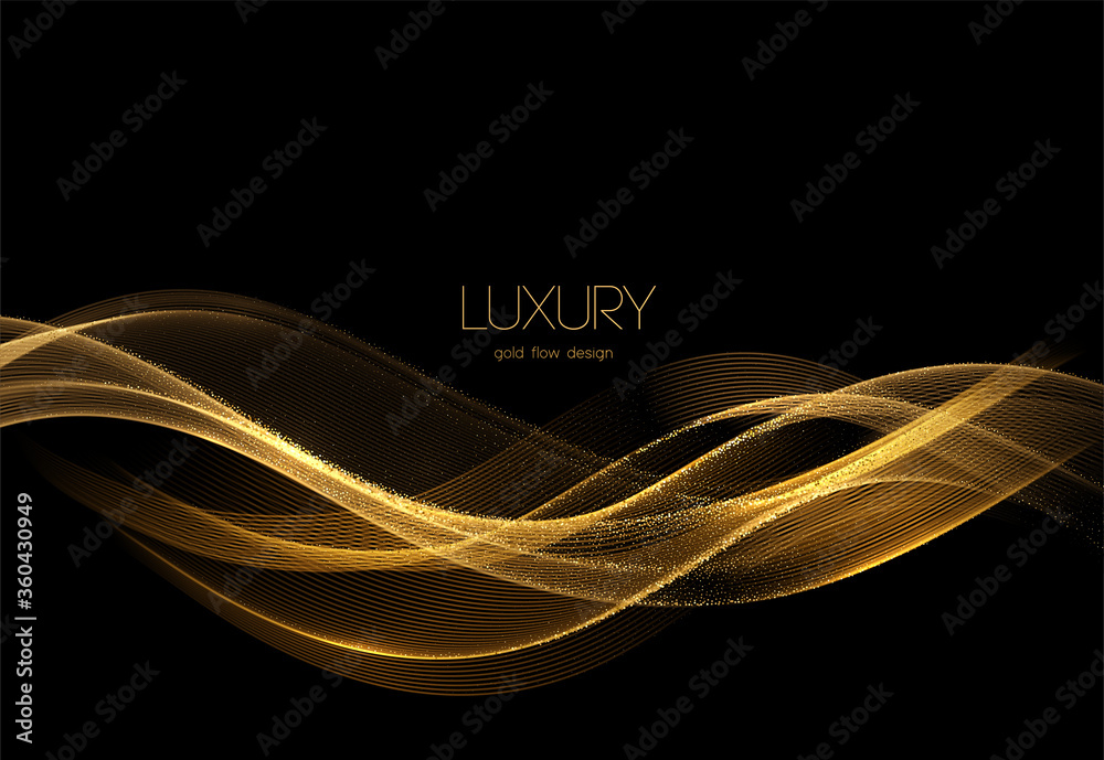 Poster Abstract shiny color gold wave design element