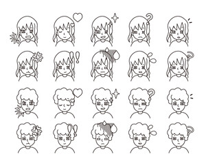 Obraz premium 二人の人物イラスト 表情バリエーション 3