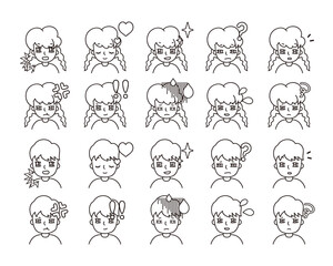 二人の人物イラスト　表情バリエーション 17