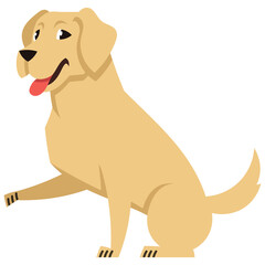 Labrador giving paw. Cute pet in cartoon style.
