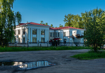 The building of museum of Uglich Hydroelectric Power Plant on the Volga river.