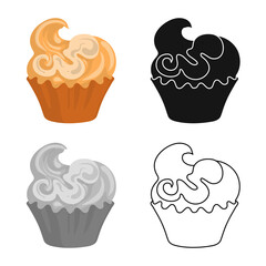 Isolated object of cake and cupcake symbol. Collection of cake and birthday stock vector illustration.