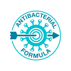 Antibacterial formula stamp - virus bacteria piersed by an arrow  - vector isolated sign for antiseptic cosmetics and medical pharmaceutical products