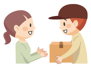 荷物を届ける若い男性配達員