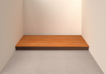 3D render Empty room with blank product stand.
