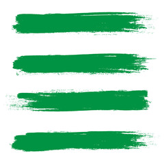 Green brush stroke set isolated on white background. Trendy brush stroke vector for ink paint, grunge backdrop, dirt banner, watercolor design and dirty texture. Brush stroke vector