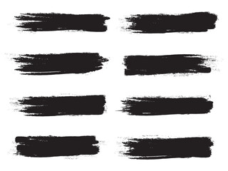 Green brush stroke set isolated on white background. Trendy brush stroke vector for ink paint, grunge backdrop, dirt banner, watercolor design and dirty texture. Brush stroke vector