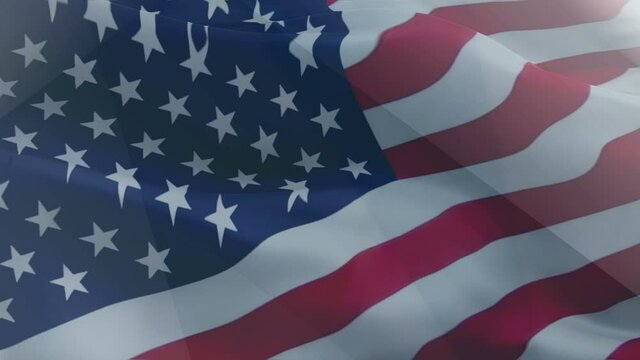 United States of America waving flag video gradient background. US American Flag Blowing Close Up. USA flag for Independence Day, 4th of july US American Flag Waving 1080p Full HD footage. USA America