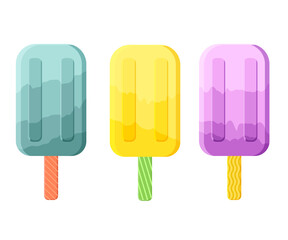 Fruit ice.   It's summer. Vector illustration.Fruit Ice Cream. Cool.  Ice cream on a stick.  Gradient. 