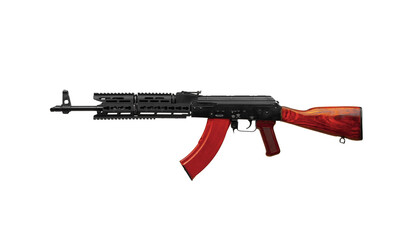 Classic Soviet AK machine gun on a white background. Weapons of Russia and the Soviet Union...