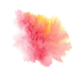 Abstract yellow pink watercolor stain. Watercolor hand drawn texture for backgrounds, cards, banners.
