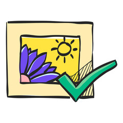 Printing approval icon in color drawing. Print shop service publisher desktop publishing