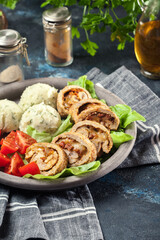 Pork rolls stuffed with mozzarella