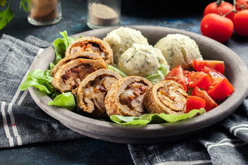 Pork rolls stuffed with mozzarella