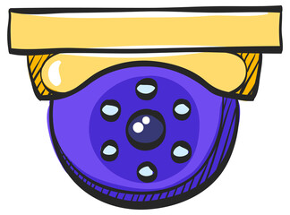 Surveillance camera icon in color drawing. Electronic safety protection robbery evidence CCTV