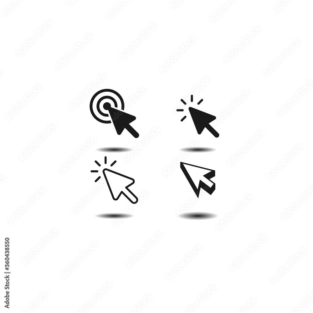 Poster cursor pointer icon vector. cursor arrow icons in a trendy flat design