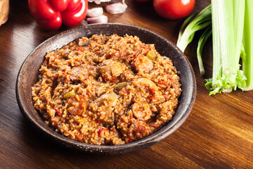 Chicken jambalaya - spicy rice with chicken a nd sausage