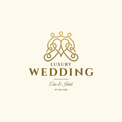 Luxury Wedding Gold Love Logo Design