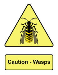 Caution wasps warning poster. vector illustration