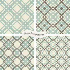 set of Abstract seamless striped geometric patterns on texture background in retro colors. Vector striped patterns can be used for ceramic tile, wallpaper, linoleum, textile, web page background
