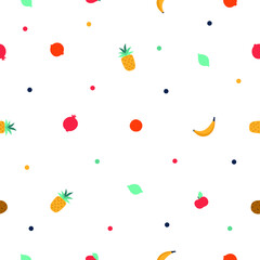 Summer seamless pattern with fruits background. Element for your design textile, fabric, scrapbooking paper, wallpaper, menu cafe,bistro, restaurant, label and packaging. Vector illustration.