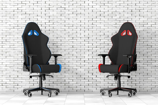 Professional Modern Black Computer Gaming Armchairs. 3d Rendering