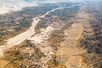 aerial view of the dry river in Jalalabad area, Afghanistan