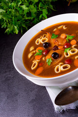 Czerninaa with noodles is a traditional Polish soup