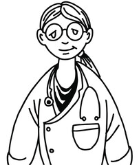 Line drawings of female doctors