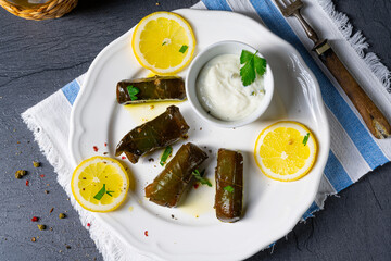 Dolmades - stuffed grape leaves the Greek way