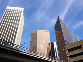 Obraz premium Modern architecture high rise skyscraper above streets Los Angeles day