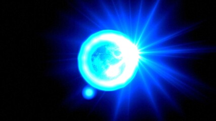 Beautiful blue flare solar eclipse