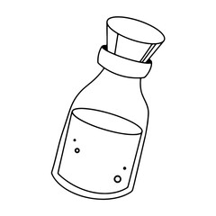 Elegant magic witch potion witch isolate on white background .Doodle contour digital art. Tattoo print, sticker, postcard, social media post, packaging, brand