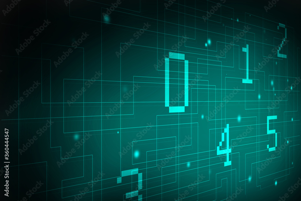 Poster 2d illustration abstract digital binary data on computer screen