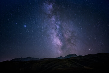 Fototapeta na wymiar Milky Way passing Monte Padru in Corsica
