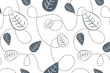 Monochrome leaves vector seamless pattern. Nice hand drawn botanical illustration for fabric, textile, wallpaper, calendar, banner, cover.