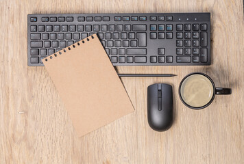 office table with  computer keyboard