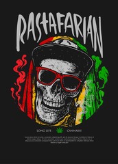grunge rastafarian skull using glasses and snap back hat