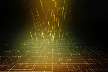 2d illustration Abstract futuristic electronic circuit technology background