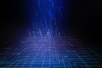 2d illustration Abstract futuristic electronic circuit technology background