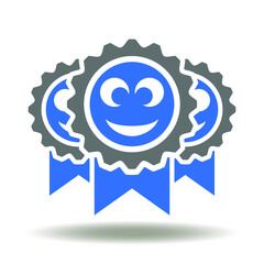 Feedback Icon. Award Smile Face Sign Vector. Customer Satisfaction Logo. Smiling Emoji Stamp Illustration.