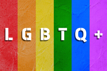LGBT communities. Rainbow flag with the text.