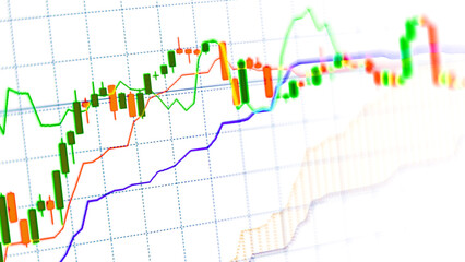 Stock exchange chart graph. Finance business background. Abstract stock market diagram candle bars trade.