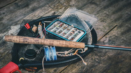 Fly fishing tackle. Tenkara fishing.