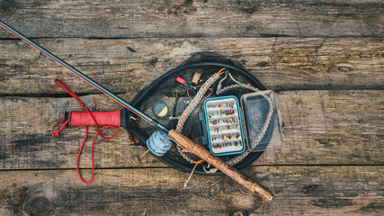 Fly fishing tackle. Tenkara fishing.