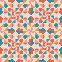 Circle triangle geometric seamless pattern. Great for modern wallpaper, backgrounds, invitations, packaging design projects. Surface pattern design.